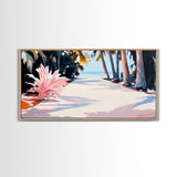 Palm Trees, Tropical Beach Art, Coastal Home Decor, Framed Canvas Print, Living Room Wall Art, Ocean View, Summer Landscape