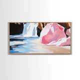 Waterfall Cove, Tranquil Scene, Canvas Print, Nature Wall Art, Serene Waterfall, Ocean Decor, Relaxing Home Art, Bathroom Wall Art