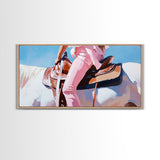 Western Rider, Cowgirl Art, Equestrian Wall Decor, Rustic Country Aesthetic, Pink and White Painting, Ranch Home Decor, Framed Canvas Print