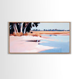 Marsh Landscape, Seaside Escape, Nature Painting, Calm Aesthetic, Framed Canvas Print, Coastal Wall Art, Living Room Decor, Fall Landscape