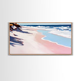 Ocean Waves, Coastal Retreat, Sandy Shore, Seaside Serenity, Framed Canvas Print, Beach House Decor, Living Room Wall Art, Nautical Theme