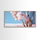 Pampas Grass, Boho, Minimalist, Framed Canvas Print, Neutral Home Decor, Nature-Inspired, Bedroom Wall Art, Coastal Chic Accent