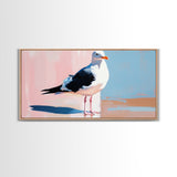 Seagull, Coastal, Nautical, Canvas Print, Beach House Wall Art, Nature Inspired, Minimalist Bird Painting, Oceanfront Home Decor