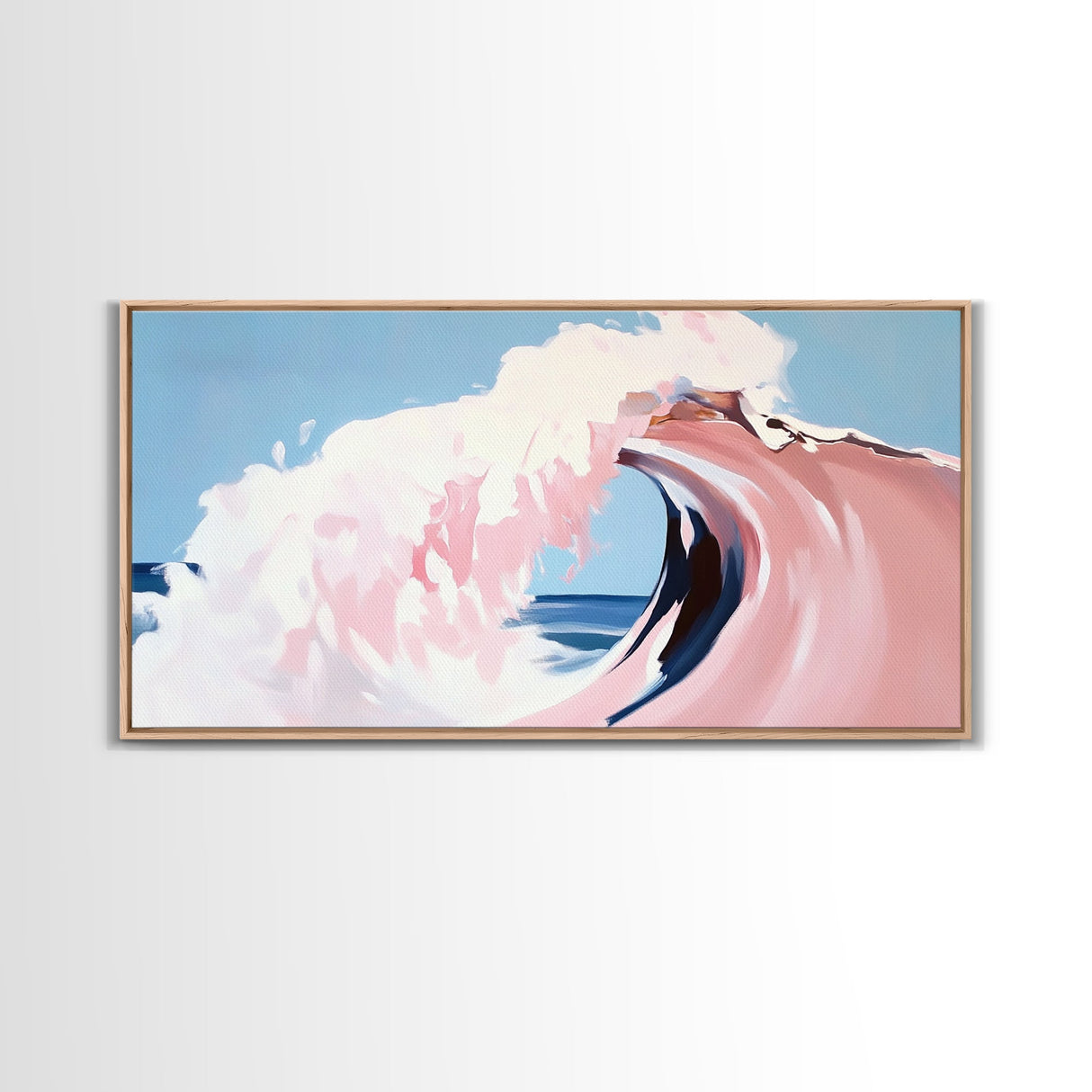 Ocean Wave, Surreal, Pink, Canvas Print, Coastal Wall Art, Dreamy Seascape, Beach House Decor, Modern Minimalist Painting, Unique