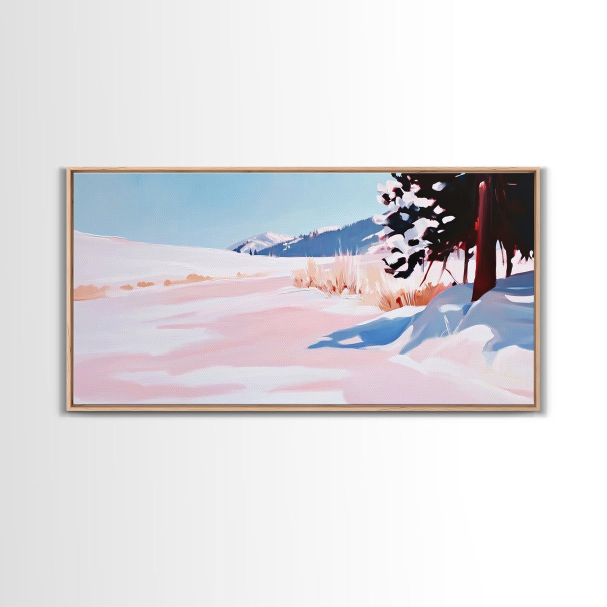 Snowy Landscape, Winter Art, Canvas Print, Christmas Wall Decor, Cozy Home Art, Minimalist Snow Scene, Holiday Art, Cabin Wall Decor