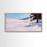 Snowy Landscape, Winter Art, Canvas Print, Christmas Wall Decor, Cozy Home Art, Minimalist Snow Scene, Holiday Art, Cabin Wall Decor