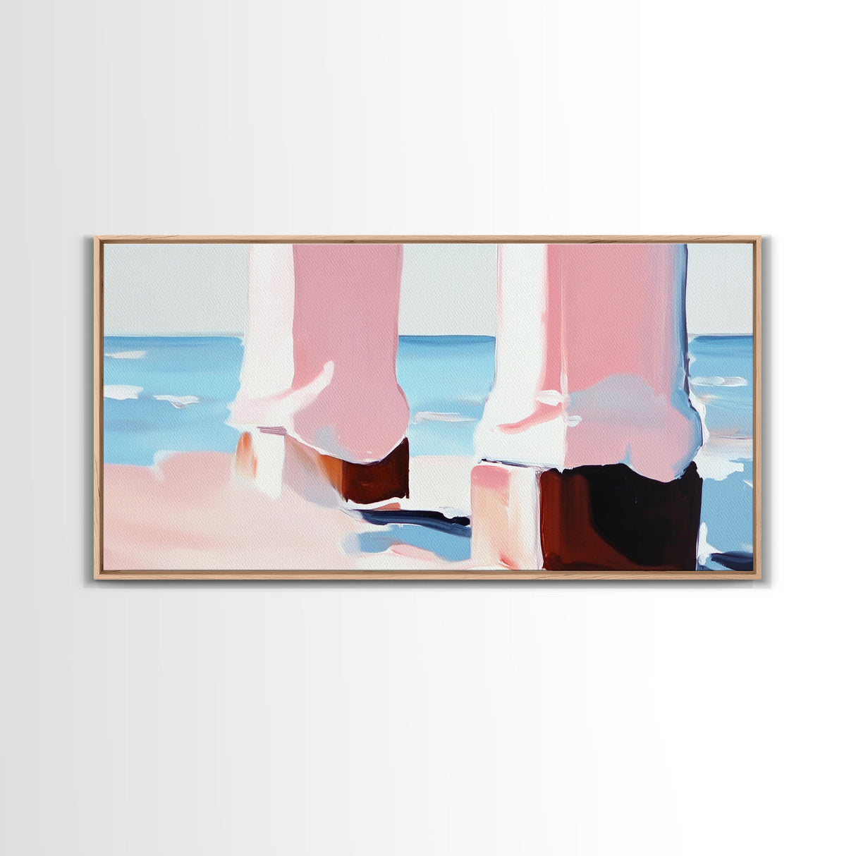 Coastal Pier, Beachside Serenity, Nautical Theme, Ocean Blue Artwork, Minimalist Coastal Art, Tranquil Scene, Canvas Print, Entryway