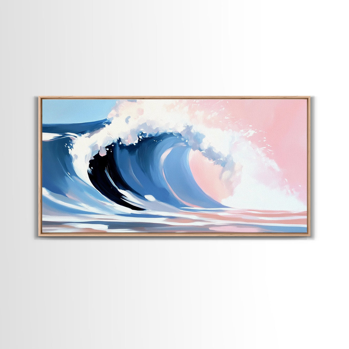 Ocean Wave, Surf Art, Framed Canvas Print, Coastal Decor, Beach House Wall Art, Pastel Seascape, Modern Home Aesthetic
