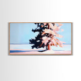 Winter Tree, Snowy Landscape, Framed Canvas Print, Minimalist Nature Art, Serene Wall Decor, Cozy Winter Aesthetic, Modern Wall Art