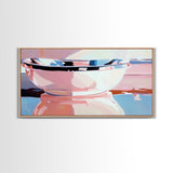 Reflections, Modern Bowl, Kitchen Wall Art, Minimalist Still Life, Pink Aesthetic, Framed Canvas Print, Abstract Home Decor, Pastel Art