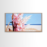 Wildflowers, Coastal Bloom, Boho Floral Art, Ocean Inspired Print, Modern Nature Wall Art, Soft Pastel Aesthetic, Canvas Print