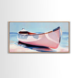 Canoe, Calm Waters, Minimalist Wall Art, Boho Adventure Decor, Nature Inspired Artwork, Lake House Aesthetic, Framed Canvas Print