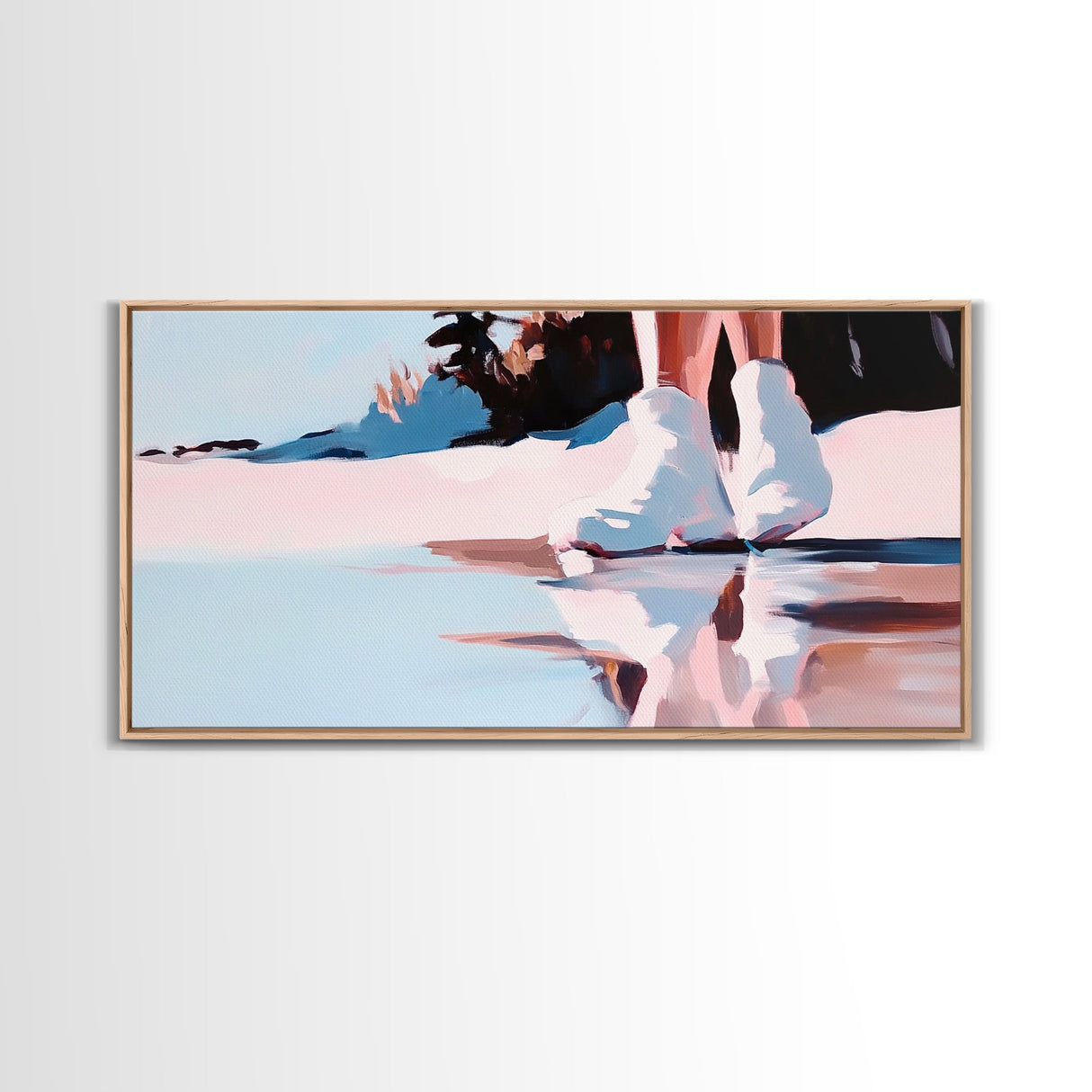 White Boots, Fashion Photography Art, Reflection Aesthetic, Minimalist Boho Print, Soft Pastel Colors, Framed Canvas Print, Bedroom Art