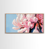 Blooming Flowers, Pink Petals, Floral Print, Modern Art, Framed Canvas Print, Bedroom Wall Art, Feminine Decor, Abstract Flowers