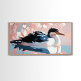 Seabird Reflection, Waterfowl Art, Coastal Wildlife, Nature Print, Framed Canvas Print, Bedroom Wall Art, Modern Animal Art