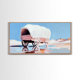 Covered Wagon, Western Art, Pioneer Print, Rustic Decor, Framed Canvas Print, Living Room Wall Art, Boho Farmhouse Style
