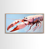 Lobster Art, Seafood Kitchen, Coastal Decor, Nautical Art, Framed Canvas Print, Ocean Inspired Wall Art, Beach House Aesthetic, Modern Artwork