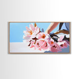 Blush Bouquet, Delicate Flowers, Feminine Touch, Framed Canvas Print, Soft Pastel Decor, Elegant Wall Art, Bedroom Aesthetic, Wedding Gift
