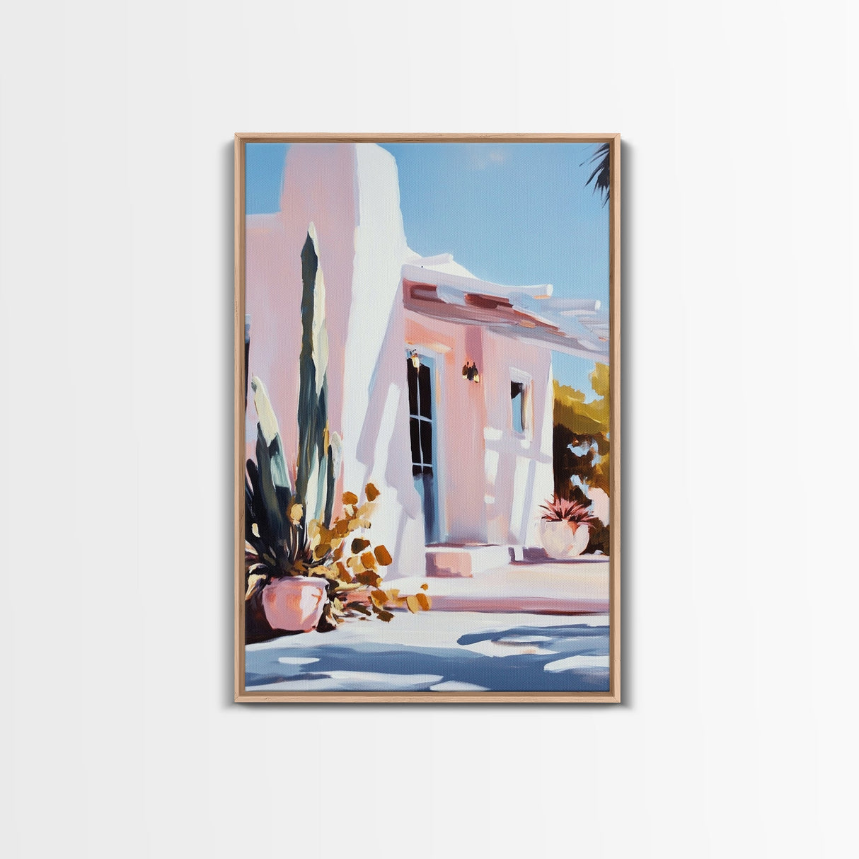Desert House, Southwest Art, Warm Aesthetic, Boho Home, Framed Canvas Print, Modern Rustic Decor, Living Room Wall Art, Earthy Colors
