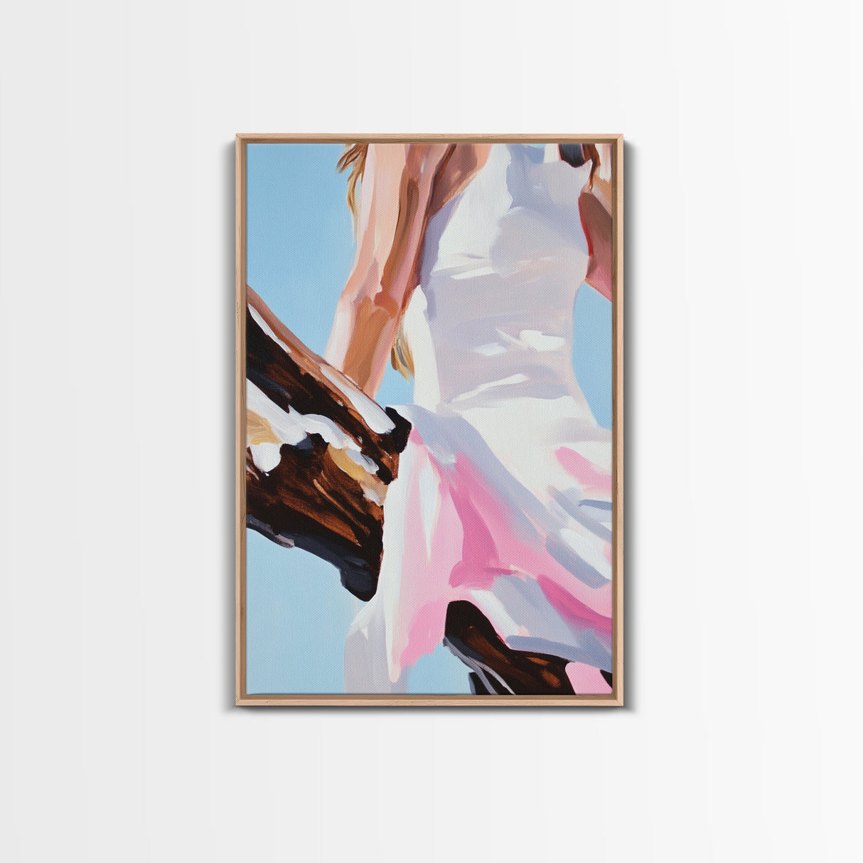 Summer Dress, Breezy Style, Feminine Art, Carefree Vibes, Romantic Aesthetic, Canvas Print, Bedroom Wall Art, Modern Fashion Painting