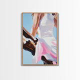 Summer Dress, Breezy Style, Feminine Art, Carefree Vibes, Romantic Aesthetic, Canvas Print, Bedroom Wall Art, Modern Fashion Painting