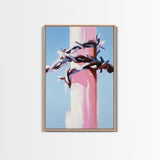 Barbed Wire, Western Art, Modern Minimalist, Soft Color Contrast, Framed Canvas Print, Cowboy Aesthetic, Dramatic Statement Piece
