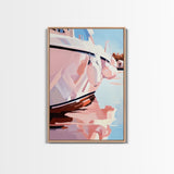 Coastal, Boat, Reflection, Nautical, Framed Canvas Print, Modern Wall Art, Minimalist Decor, Ocean Wall Art, Living Room Artwork, Beach Aesthetic