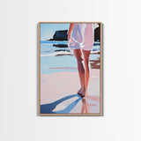 Walk, Beach, Serenity, Freedom, Canvas Print, Minimalist Seaside Wall Art, Soft Feminine Decor, Coastal Bedroom Artwork, Ocean Home Aesthetic