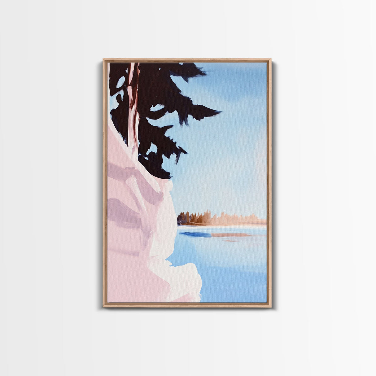 Forest Edge, Serene, Minimalist Landscape, Scandinavian Art, Nature Lover Gift, Tranquil Lake Scene, Pastel Colors, Canvas Print