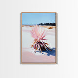 Desert Plant, Soft Pink Tones, Modern Botanical Wall Art, Framed Canvas Print, Southwest Decor, Minimalist Nature Painting