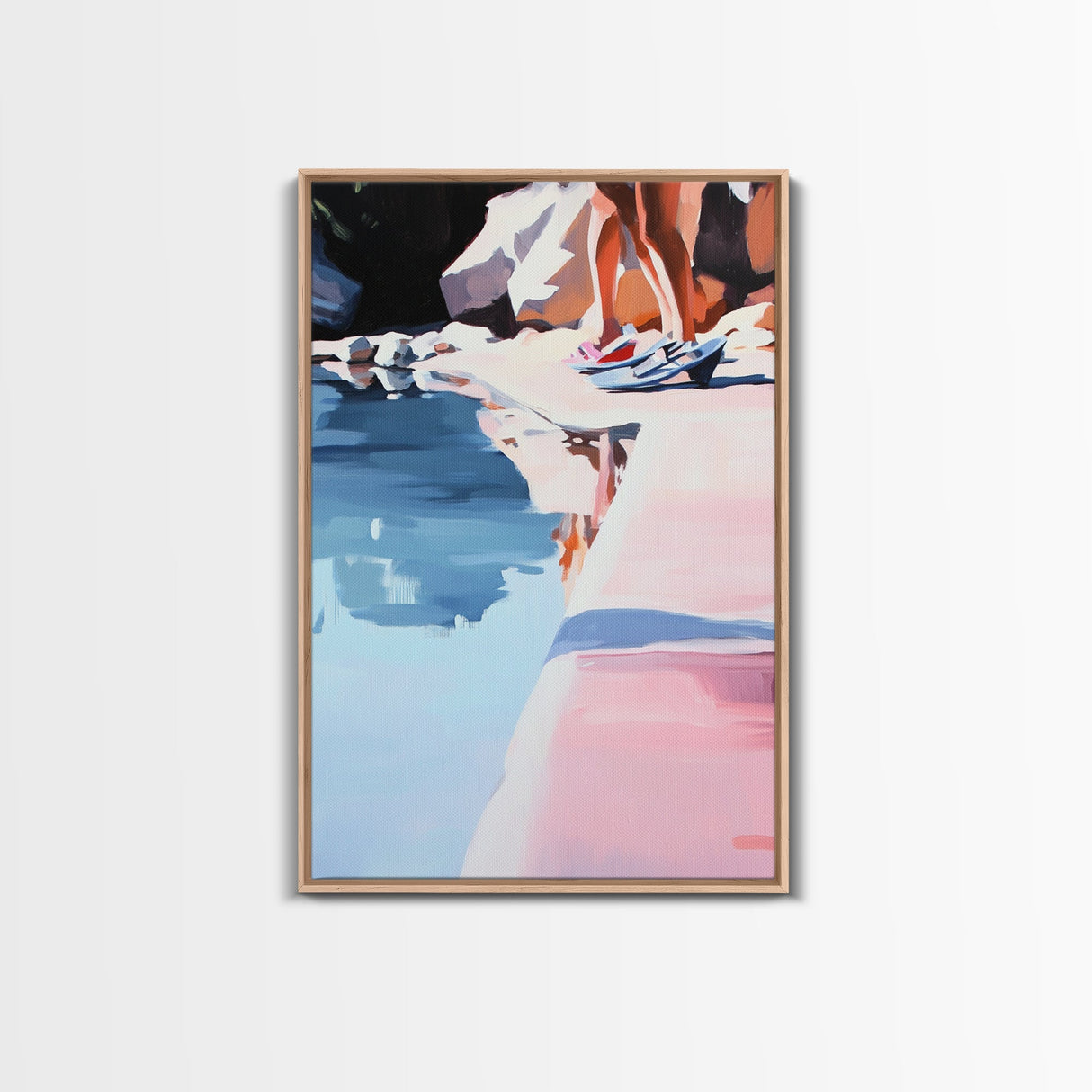 Poolside Reflection, Summer Wall Art, Coastal Aesthetic, Modern Art, Beach House Decor, Relaxation Theme, Canvas Print, Minimalist Style