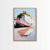 Modern Coastal Art, Abstract Beach Scene, Minimalist Ocean Print, Framed Canvas Print, Boho Seascape, Living Room Wall Art, Pastel Decor