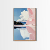 Pink Rock Reflection, Abstract Landscape, Serene Water Art, Framed Canvas Print, Modern Wall Decor, Minimalist Nature, Living Room Art