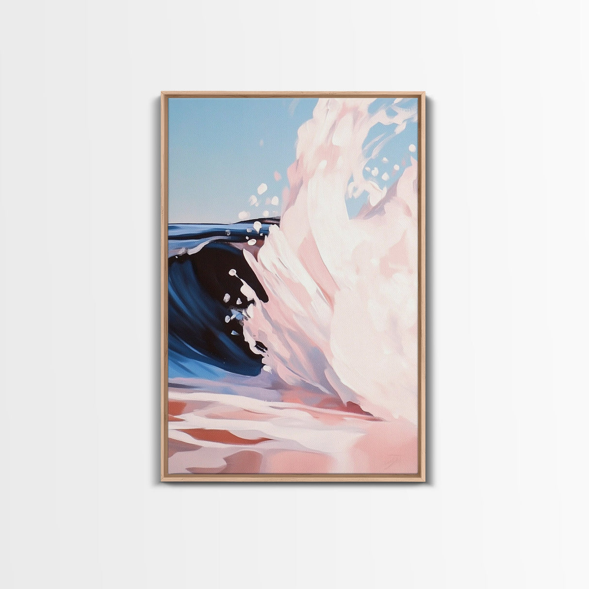 Ocean Wave Painting, Coastal Beach Art, Abstract Water Scene, Framed Canvas Print, Modern Nautical Decor, Living Room Wall Art, Boho Art