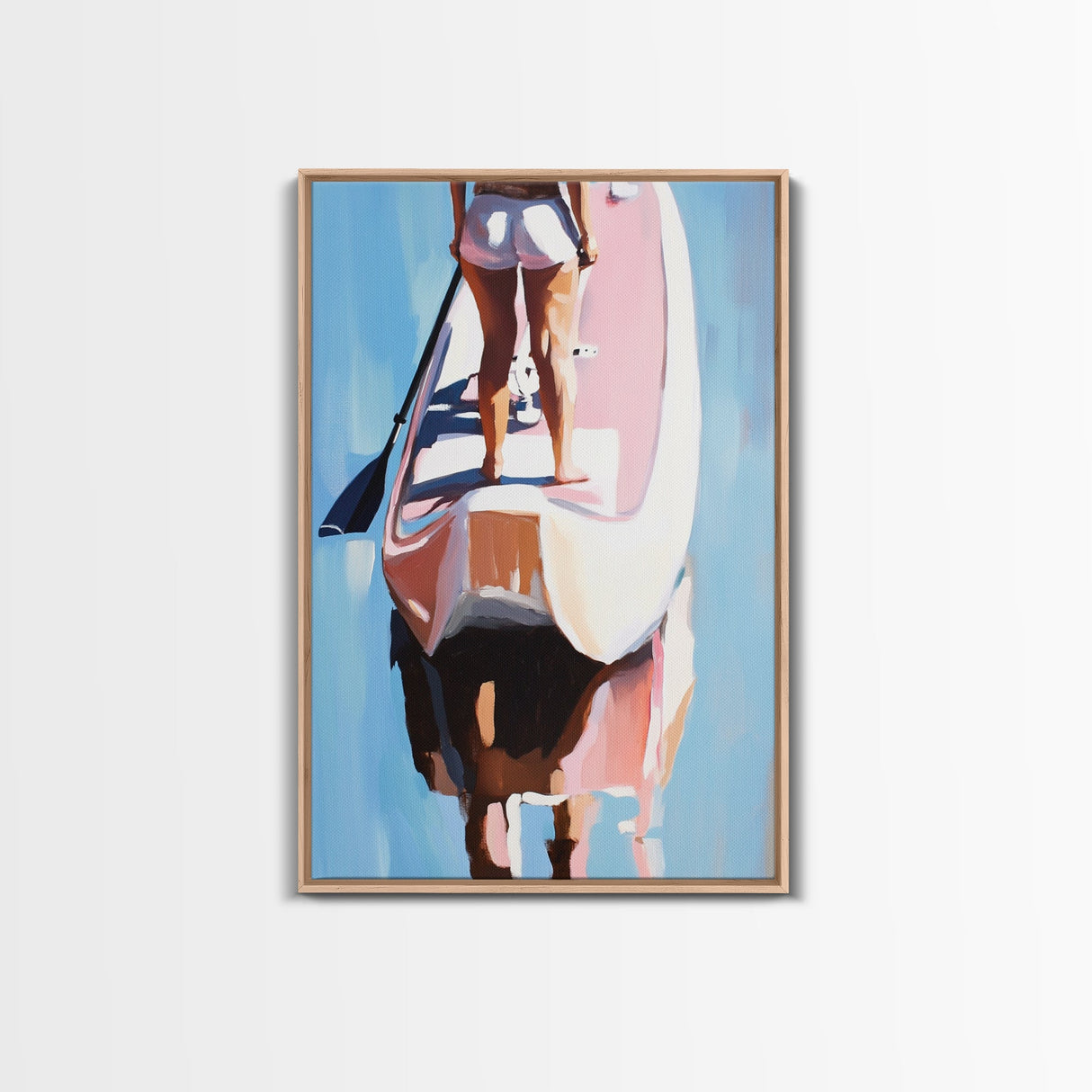 Paddleboarding, Water Sports Art, Ocean Adventure, Summer Beach Vibes, Framed Canvas Print, Coastal Home Decor, Lakehouse Art