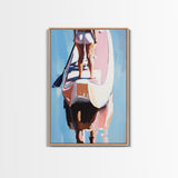 Paddleboarding, Water Sports Art, Ocean Adventure, Summer Beach Vibes, Framed Canvas Print, Coastal Home Decor, Lakehouse Art