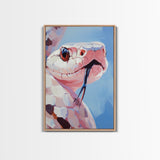 Pink Snake, Wildlife Portrait, Exotic Reptile, Framed Canvas Print, Animal Lover Wall Art, Unique Home Decor, Nature Inspired Art