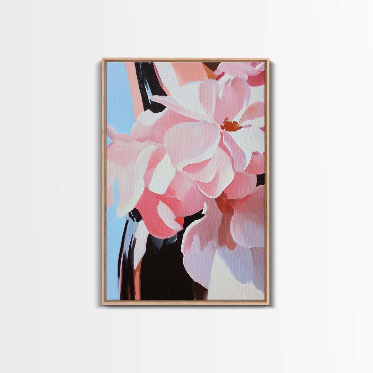 Floral Beauty, Romantic Blooms, Soft Pink Aesthetic, Feminine Wall Art, Elegant Pastel Decor, Framed Canvas Print, Living Room