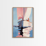Sailboat Serenity, Nautical Decor, Ocean Reflections, Framed Canvas Print, Coastal Wall Art, Minimalist Seascape, Living Room Art