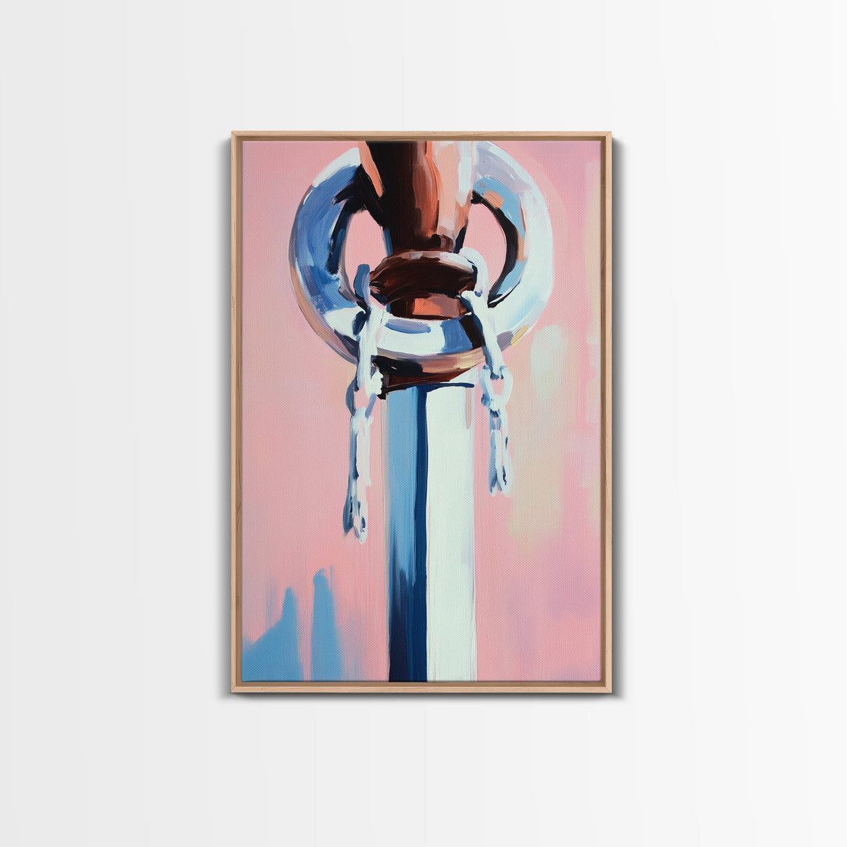 Anchor Close-Up, Marine Theme Art, Boho Coastal Wall Decor, Nautical Abstract Art, Framed Canvas Print, Minimalist Ocean Home Decor
