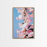 Magnolia Blossom, Pink Flowers, Botanical Wall Art, Minimalist Floral, Framed Canvas Print, Spring Aesthetic, Bedroom Decor, Nature Art