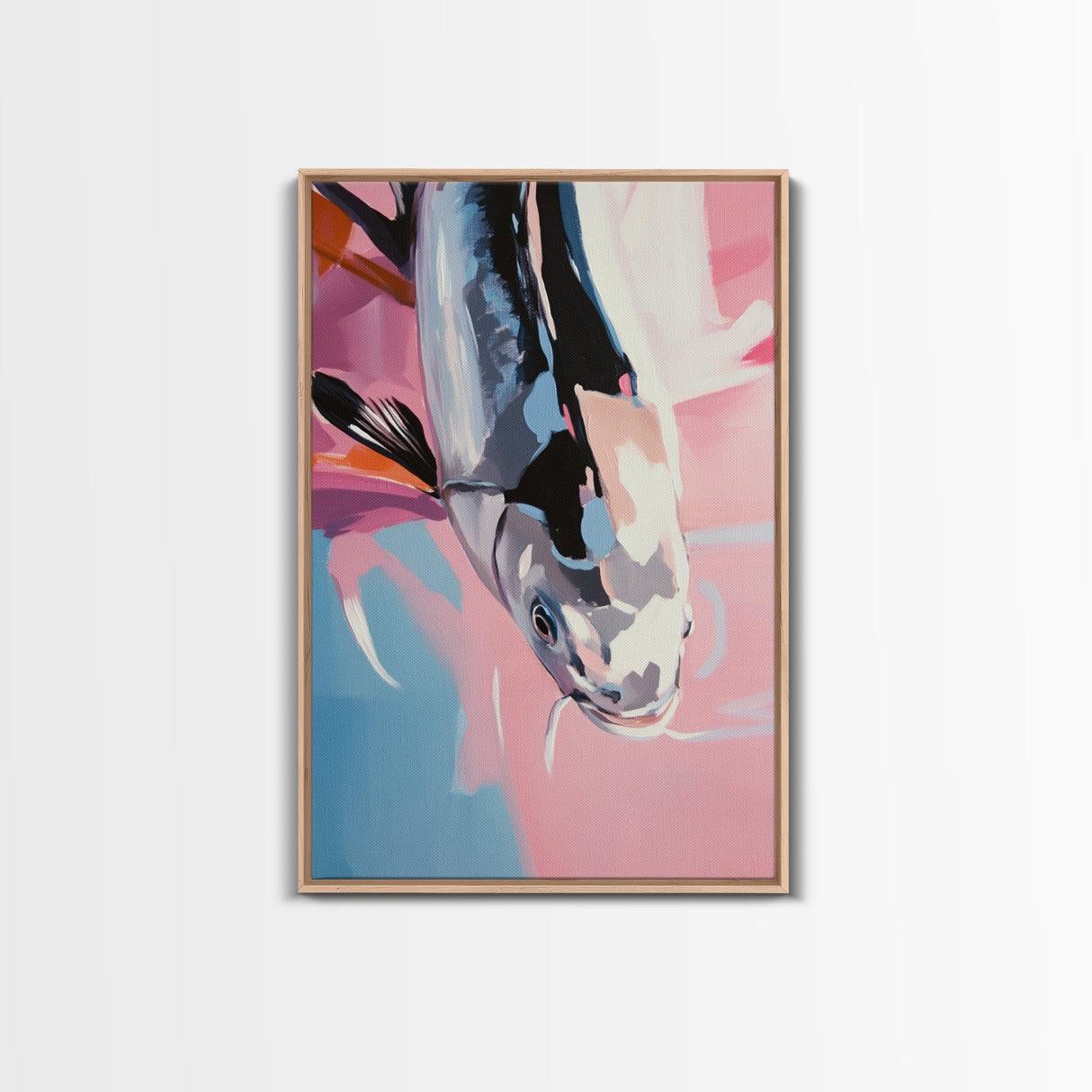 Koi Fish, Japanese Art, Watercolor Style, Zen Aesthetic, Framed Canvas Print, Tranquil Wall Art, Meditation Space, Living Room Decor