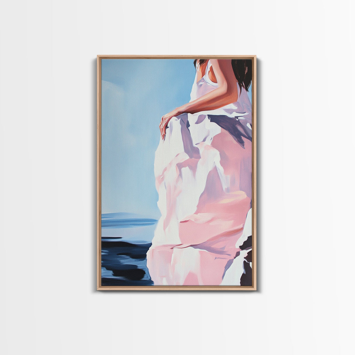 Elegant Woman, Fashion Art, Feminine Aesthetic, Minimalist Painting, Chic Wall Art, Soft Pastel Decor, Canvas Print, Bedroom Wall Art