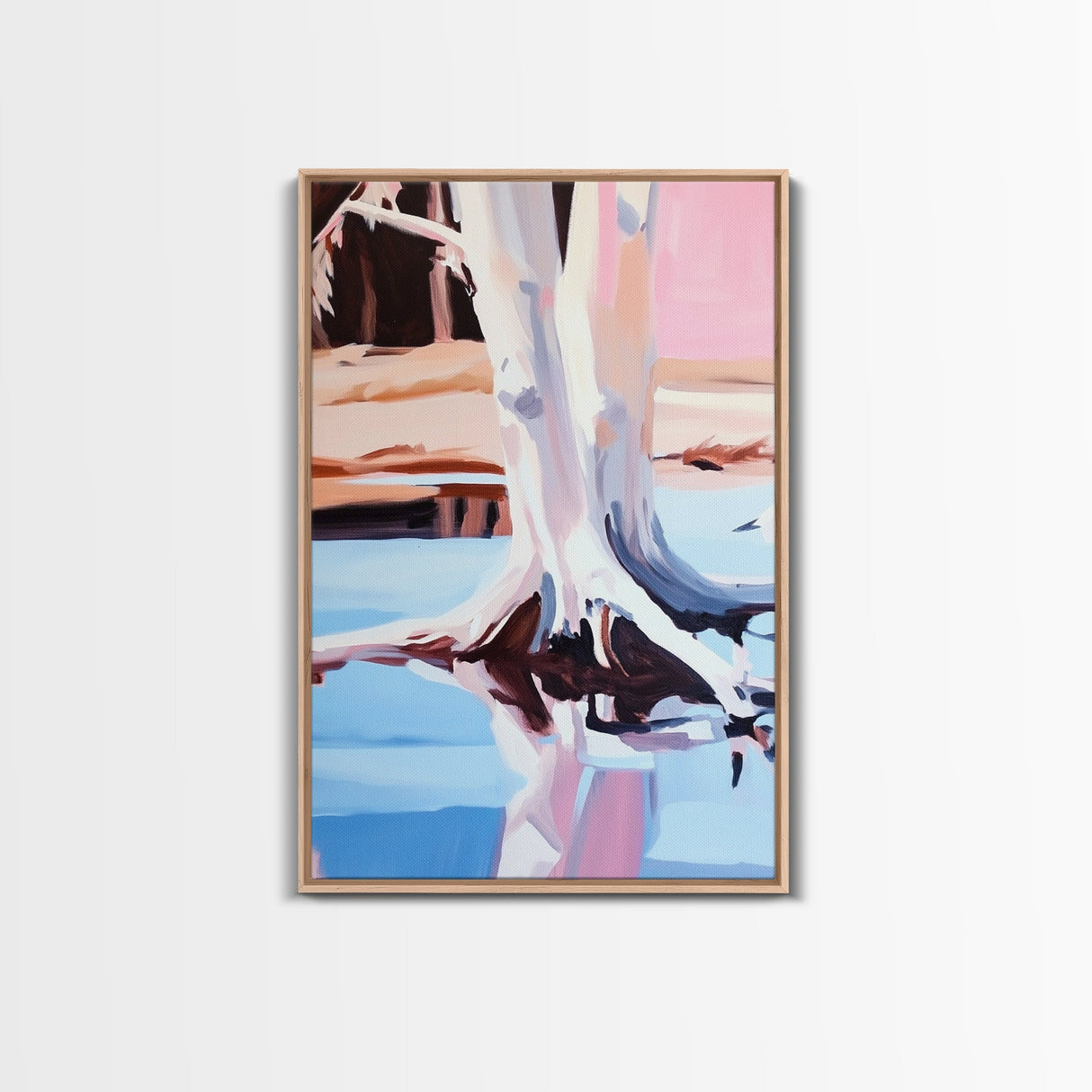Tree Reflection, Nature Inspired Art, Framed Canvas Print, Minimalist Landscape, Tranquil Water Painting, Contemporary Home Decor