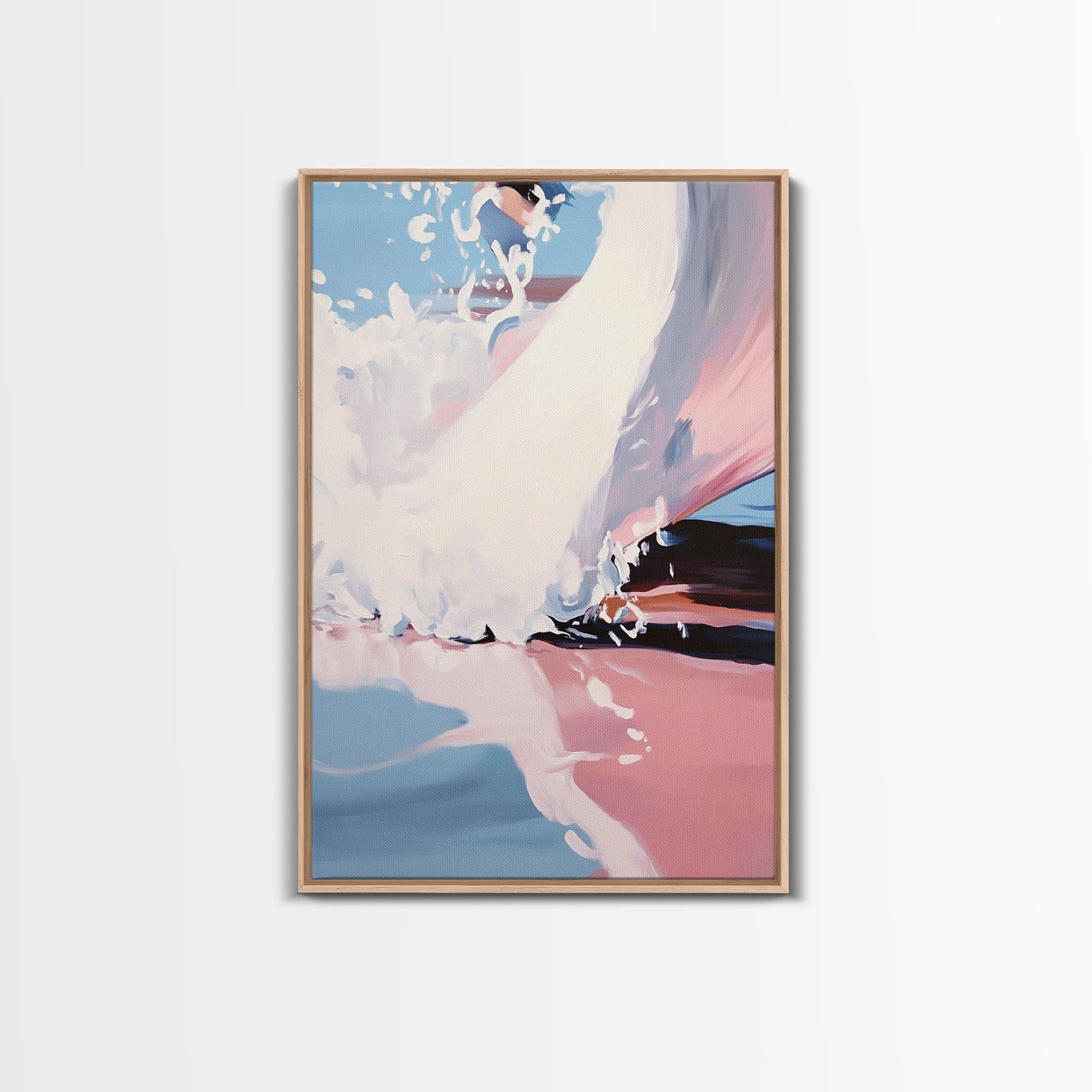 Ocean Wave, Surfer Wall Art, Framed Canvas Print, Abstract Coastal Decor, Modern Beach Painting, Summer Vibes Artwork, Surf Art