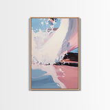 Ocean Wave, Surfer Wall Art, Framed Canvas Print, Abstract Coastal Decor, Modern Beach Painting, Summer Vibes Artwork, Surf Art