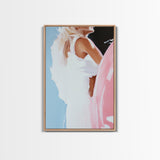 Woman Surfer, Tropical Beach Art, Framed Canvas Print, Boho Summer Decor, Ocean Painting, Modern Surf Artwork, Coastal Aesthetic