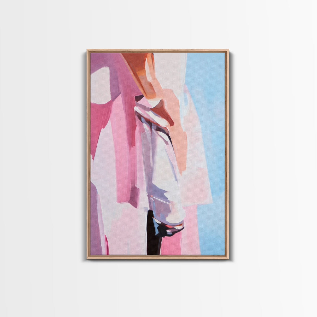 Elegant, Feminine, Minimalist, Fashion, Framed Canvas Print, Modern Woman Art, Chic Wall Decor, Pink Artwork, Aesthetic Bedroom Art