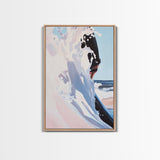 Surf, Ocean Wave, Coastal Art, Framed Canvas Print, Abstract Beach Painting, Blue and White Art, Minimalist Seascape, Bedroom Wall Art