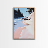 Coastal Escape, Beach Serenity, Soft Ocean Art, Tranquil Nature Scene, Summer Home Decor, Relaxing Wall Art, Framed Canvas Print